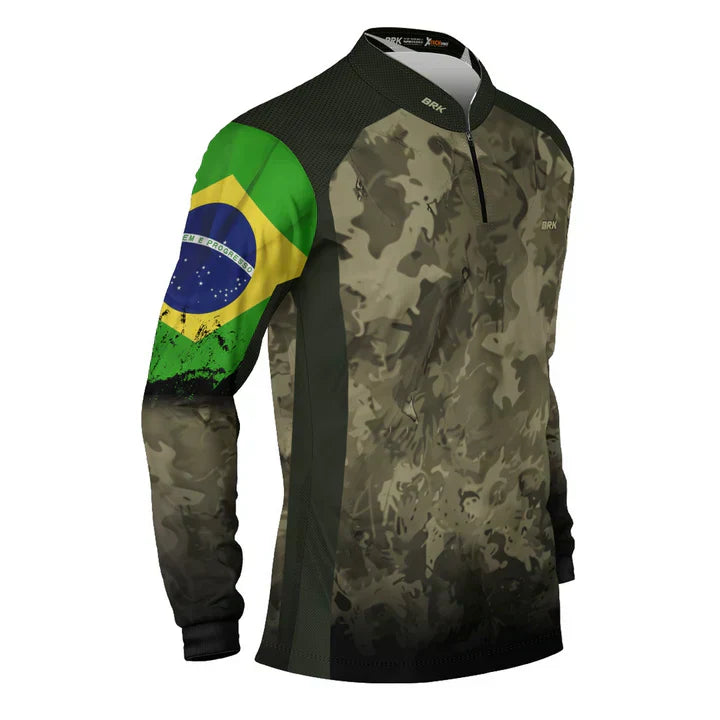 Camisa GG Agro Brk Camuflada Bandeira do Brasil com Proteção Solar UV50+