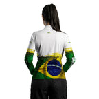 Camisa M Feminina Agro Brk Brasil Branca com Proteção Solar UV50+