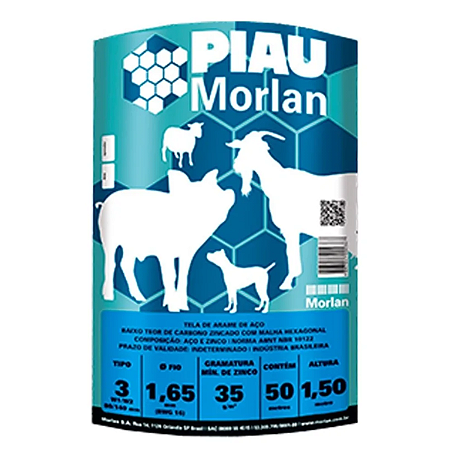 Tela Piau 1,50 m x 50 m Galvanizada Resistente BWG 16 2 polegadas