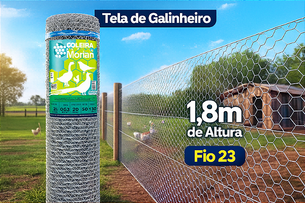 Tela Galinheiro 1,80 m x 50 m Galvanizada Resistente Fio 23 2 polegadas