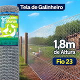Tela Galinheiro 1,80 m x 50 m Galvanizada Resistente Fio 23 2 polegadas