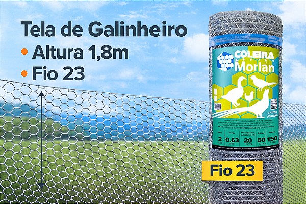 Tela Galinheiro 1,80 m x 50 m Galvanizada Resistente Fio 23 2 polegadas